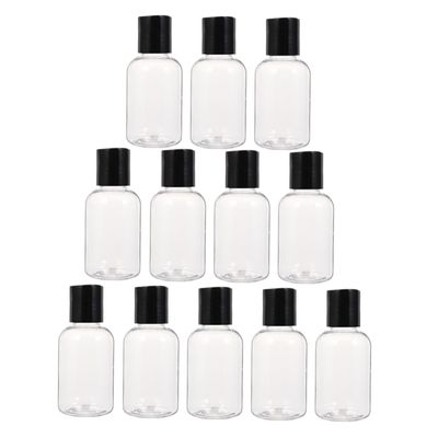 12-Pack 50 ml Black PET/PP Travel Bottles