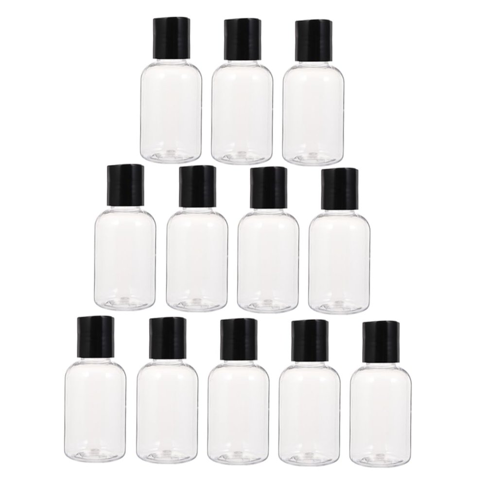12-Pack 50 ml Black PET/PP Travel Bottles