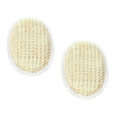 SAFIGLE 2-Piece Oval Sisal Shower Scrubbers, Beige, Gentle Exfoliation, Small and Portable, Random Color