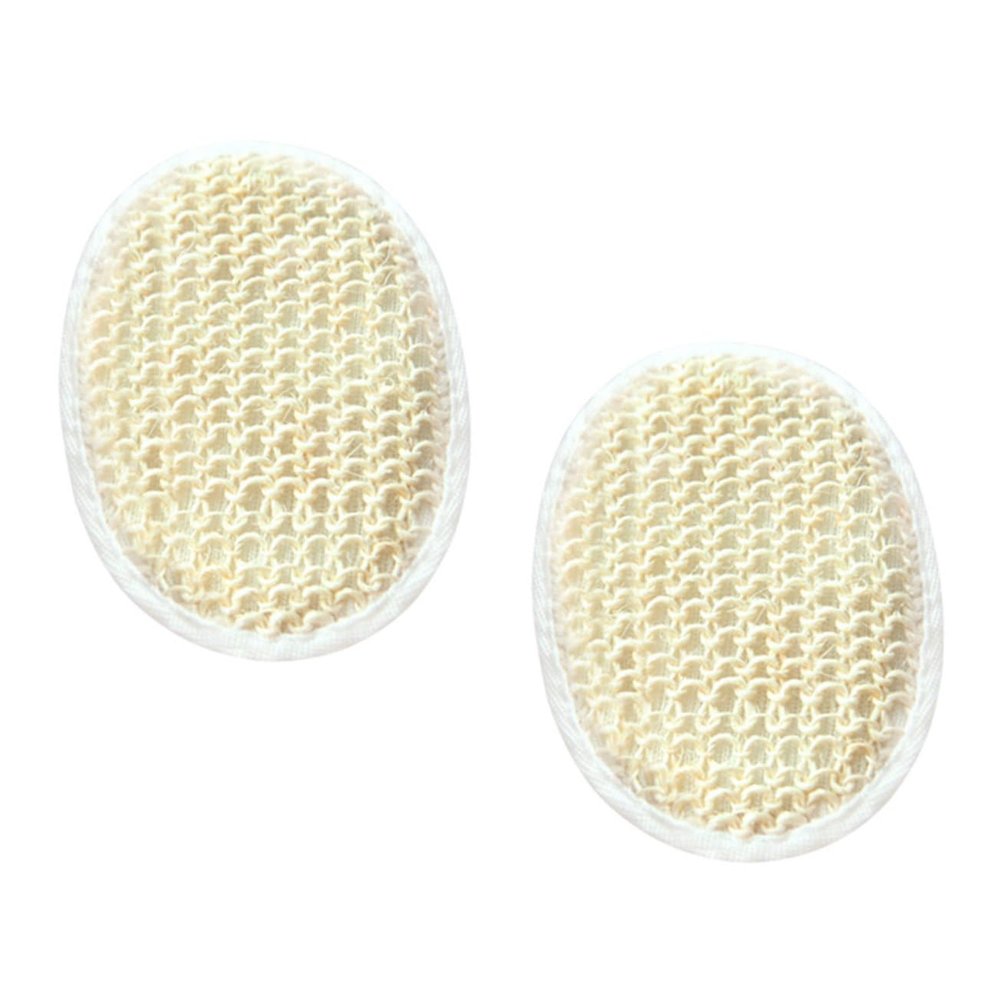 SAFIGLE 2-Piece Oval Sisal Shower Scrubbers, Beige, Gentle Exfoliation, Small and Portable, Random Color