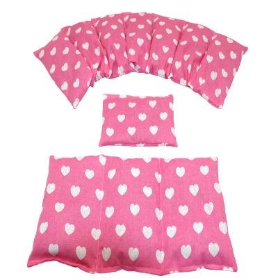 3-Piece Heat Pillow Set, Pink Hearts, Rapeseed