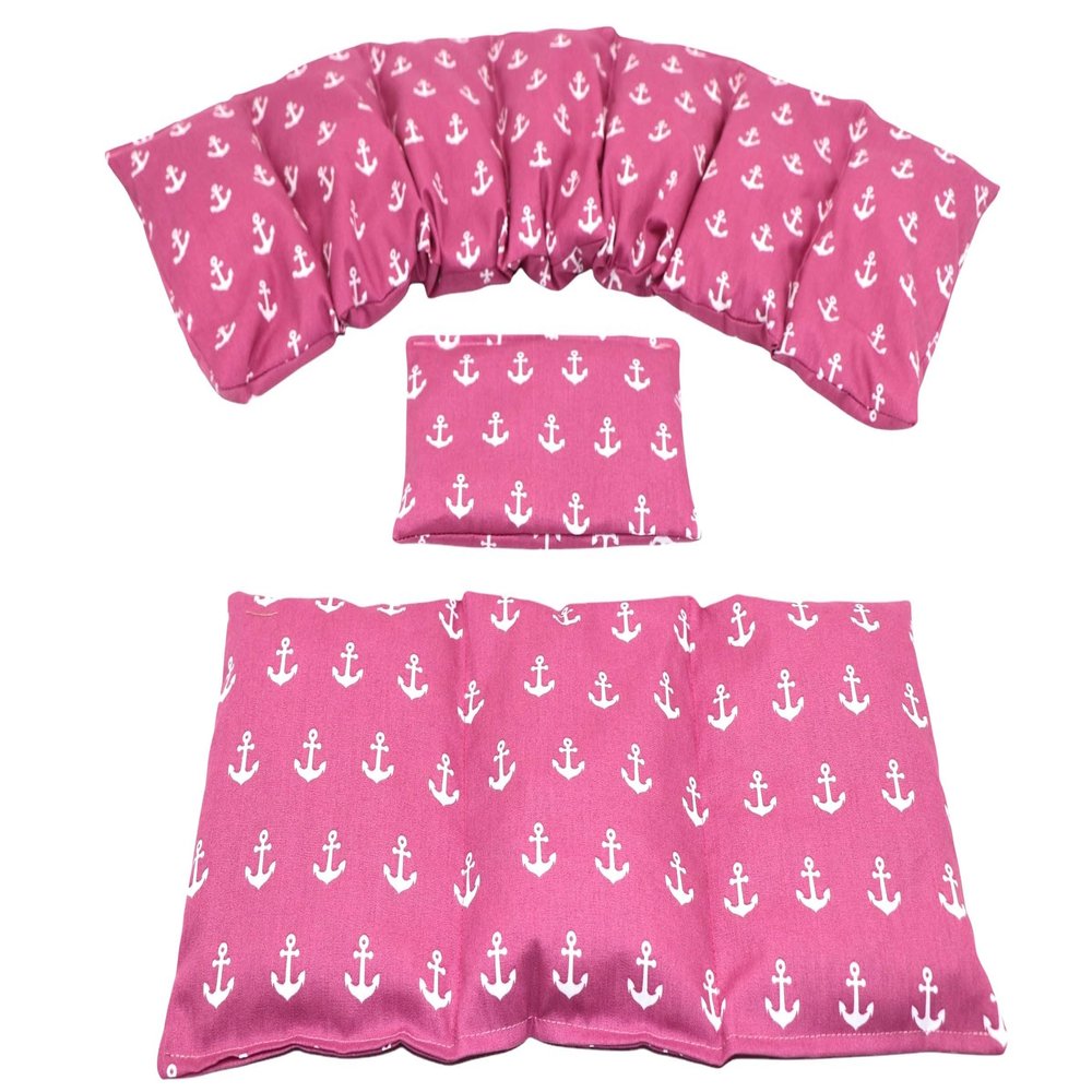 MARITIM Anchor Rapeseed Heat Pad 3-Piece Set, XXL Shoulder Pad, Microwaveable, Pink