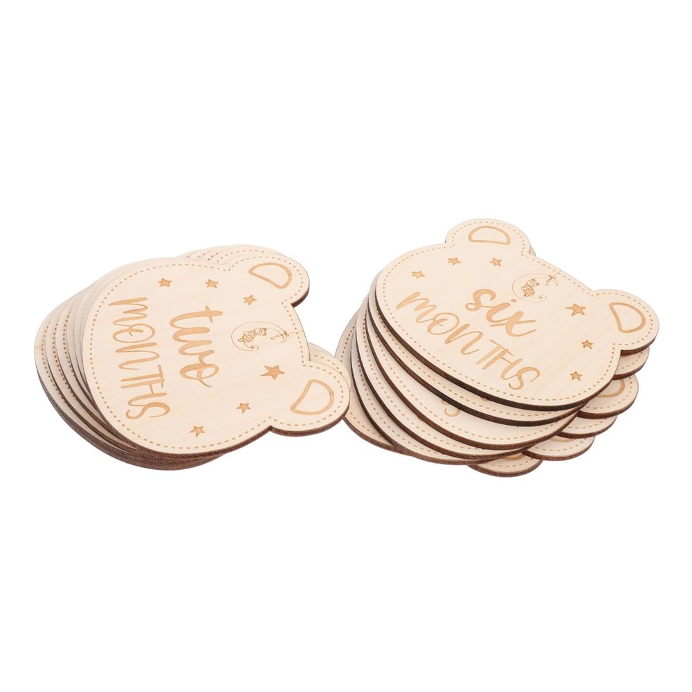 Toddmomy 14 Round Wooden Milestone Cards for Newborns, Monthly Growth Cards for Birth, Baby Showers and Keepsake Photos