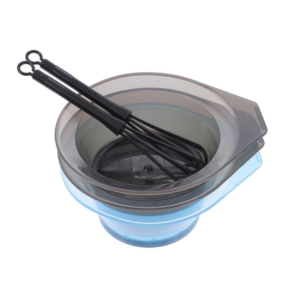 Healeved 5-Piece Hair Dye Bowl Set, Transparent Plastic, with Stirring Sticks, Non-Slip, 6.3 x 5.6 x 2.4 in, for Salons and Home Use