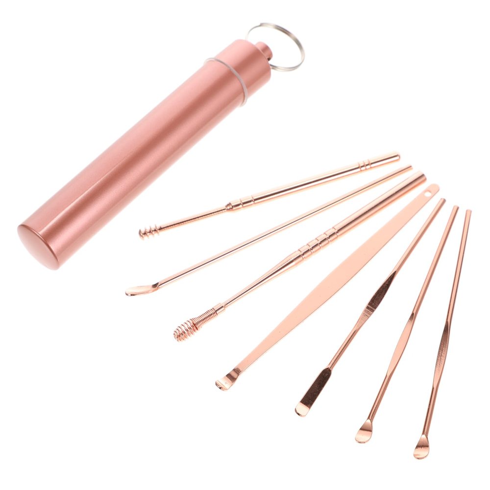 VALICLUD 7-Piece Stainless Steel Ear Pick Set with Storage Tube