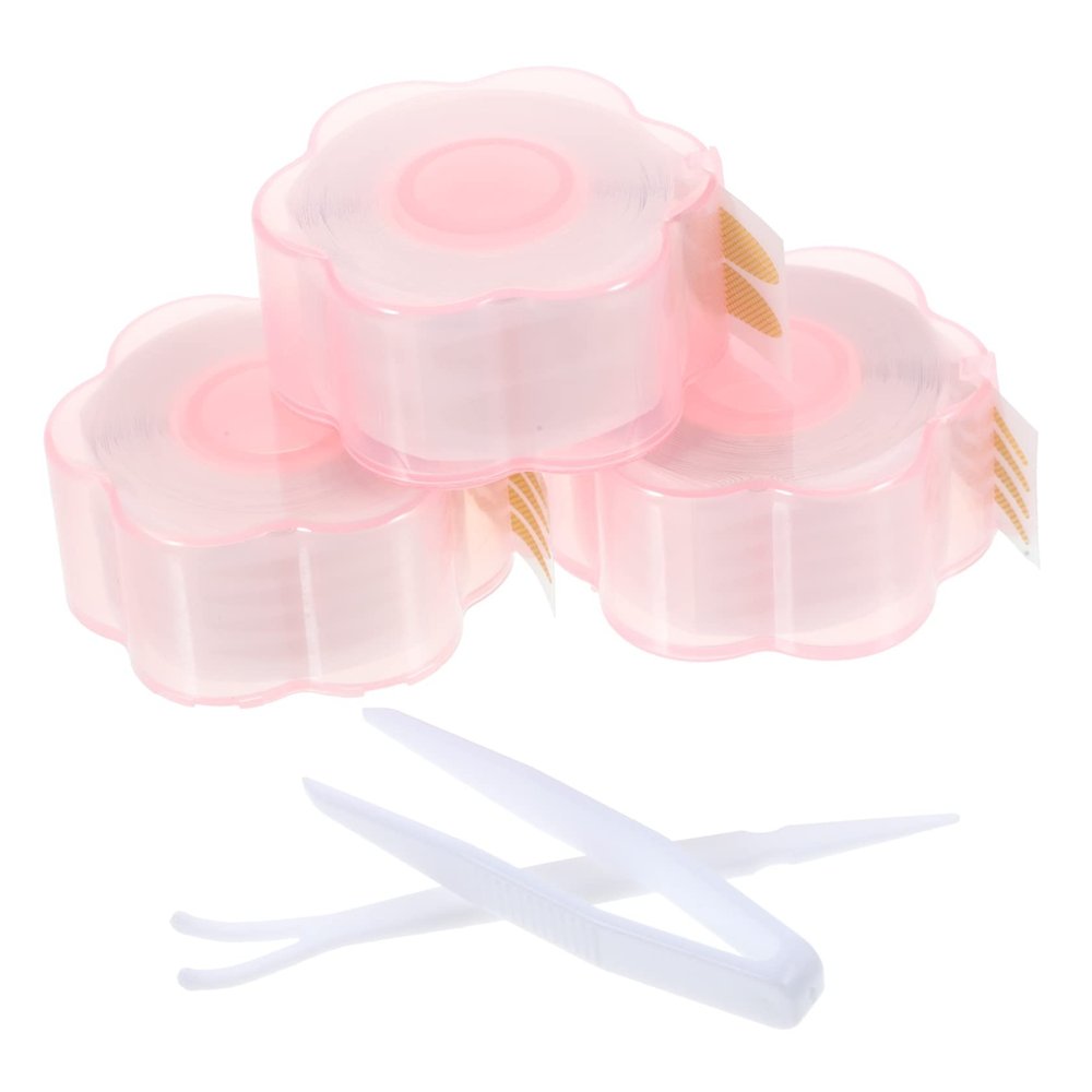 minkissy 3 Rolls Double Eyelid Strips with Tweezers, Invisible Eyelid Lift Tape for Natural, Deeper-Looking Creases and Hooded Eyelids