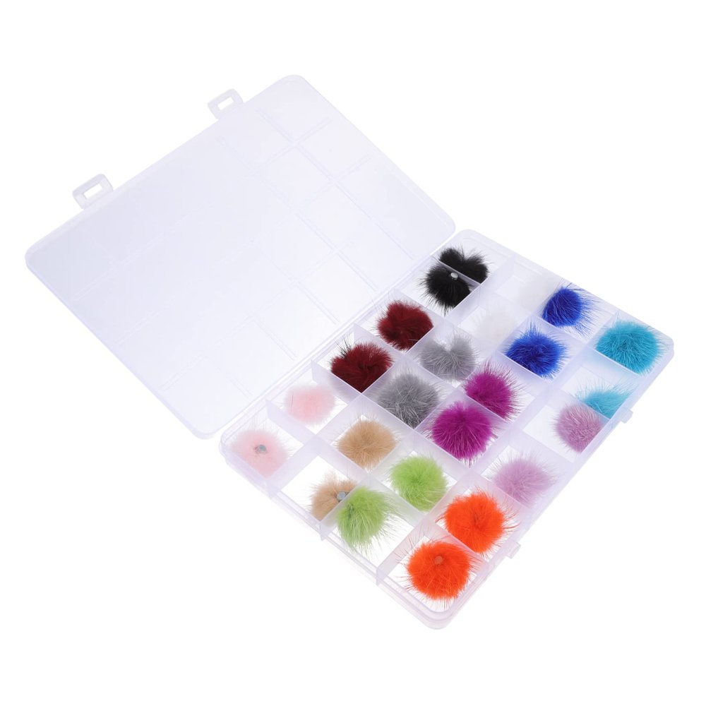 CALLARON Removable Nail Art Decorations, Fluffy Balls, 24 Pieces