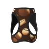 Dog Harness and Leash, Retro Baseball Pattern, Soft Mesh, Padded, No-Pull, Brown view 2