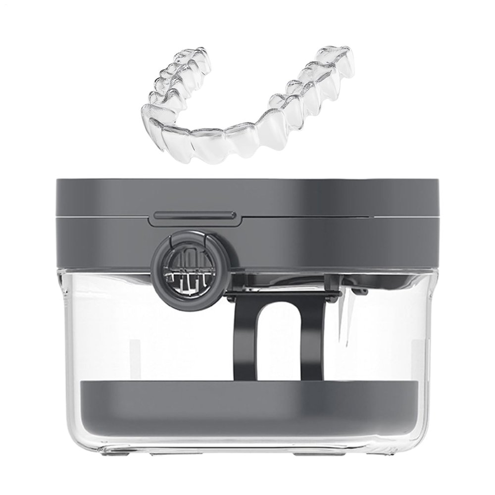 Nuhjytgf Denture Container Set with Mirror and Tooth Guard Cover