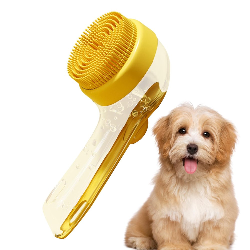 Dog Bath Brush with Handle for Short or Long Hair