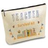 CREATCABIN Teacher Survival Kit Cosmetic Bag, Canvas, 7 x 10 in view 1