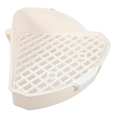 Milisten Triangular ABS Rabbit Litter Box with Spill Guard, Reusable White Corner Toilet for Hamsters and Rabbits