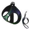Dog Harness and Leash, Soft Mesh, Dark Northern Lights Print, Padded, No-Pull view 1