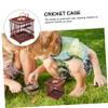 UPKOCH Round Cage with Decorative Wooden Lid for Beetles and Crickets, Portable Dark Wood Insect Enclosure, Random Style view 4