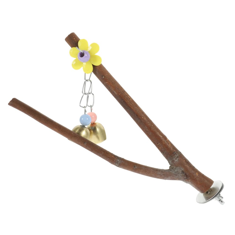 UPKOCH Natural Wood Parrot Perch with Bell