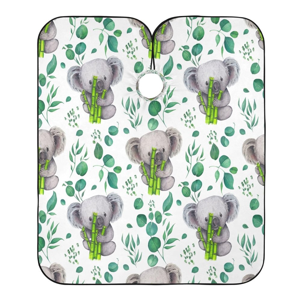 RPLIFE Cute Koala Green Bib, White Salon Cape, Waterproof, for Adults, 165 x 140 cm