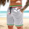 Caxndycing Men's Summer Shorts with Italian Flag, Drawstring, Pockets, and Breathable Fabric view 2