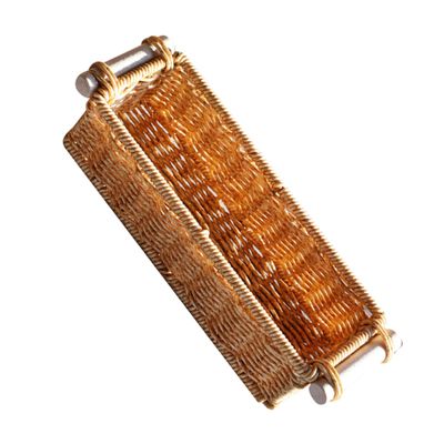 SWOOMEY Medium Handwoven Storage Basket with Wooden Handle