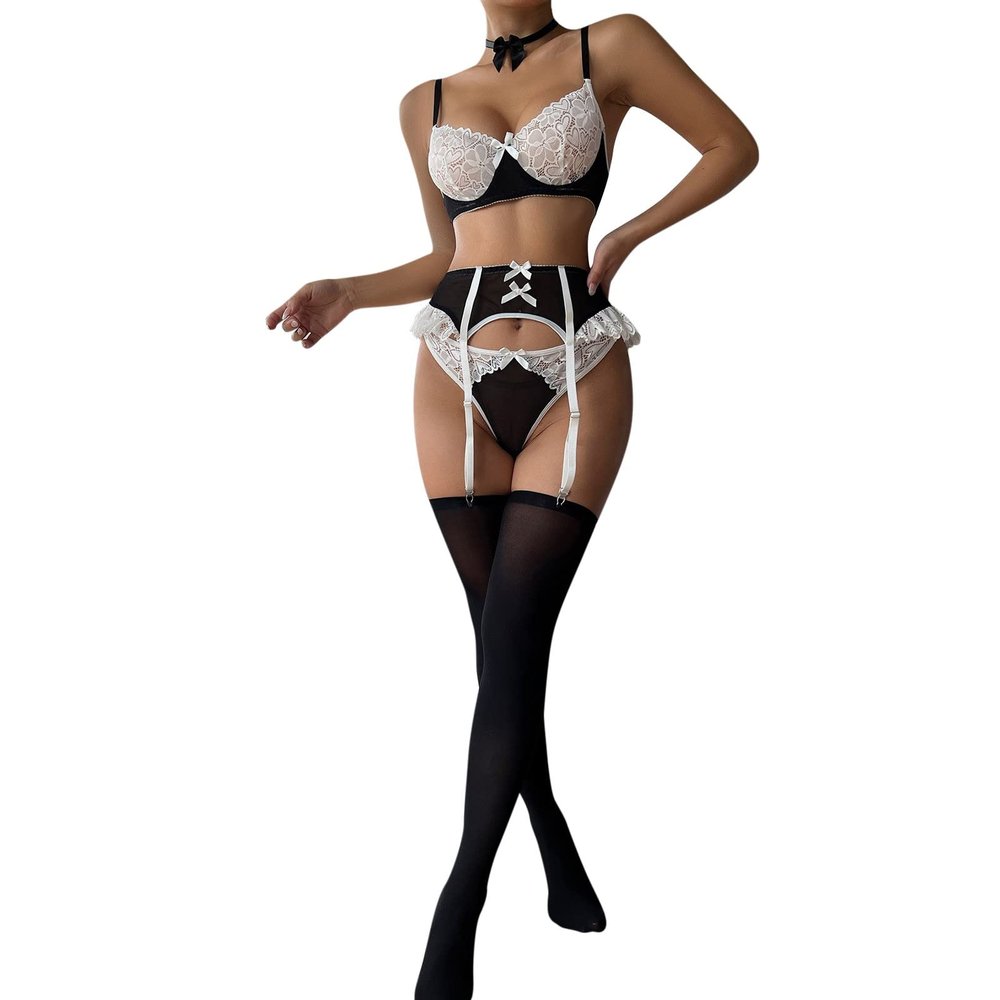 RYTEJFES Women's Lingerie Sets, Sexy French Maid Costume, Bra and Sissy Cosplay Outfit