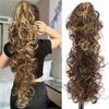 22" Curly Human Hair Ponytail Extension with Claw Clip, High Ponytail, Large Waves (Light Brown) view 3