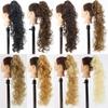 22" Curly Human Hair Ponytail Extension with Claw Clip, High Ponytail, Large Waves (Light Brown) view 4