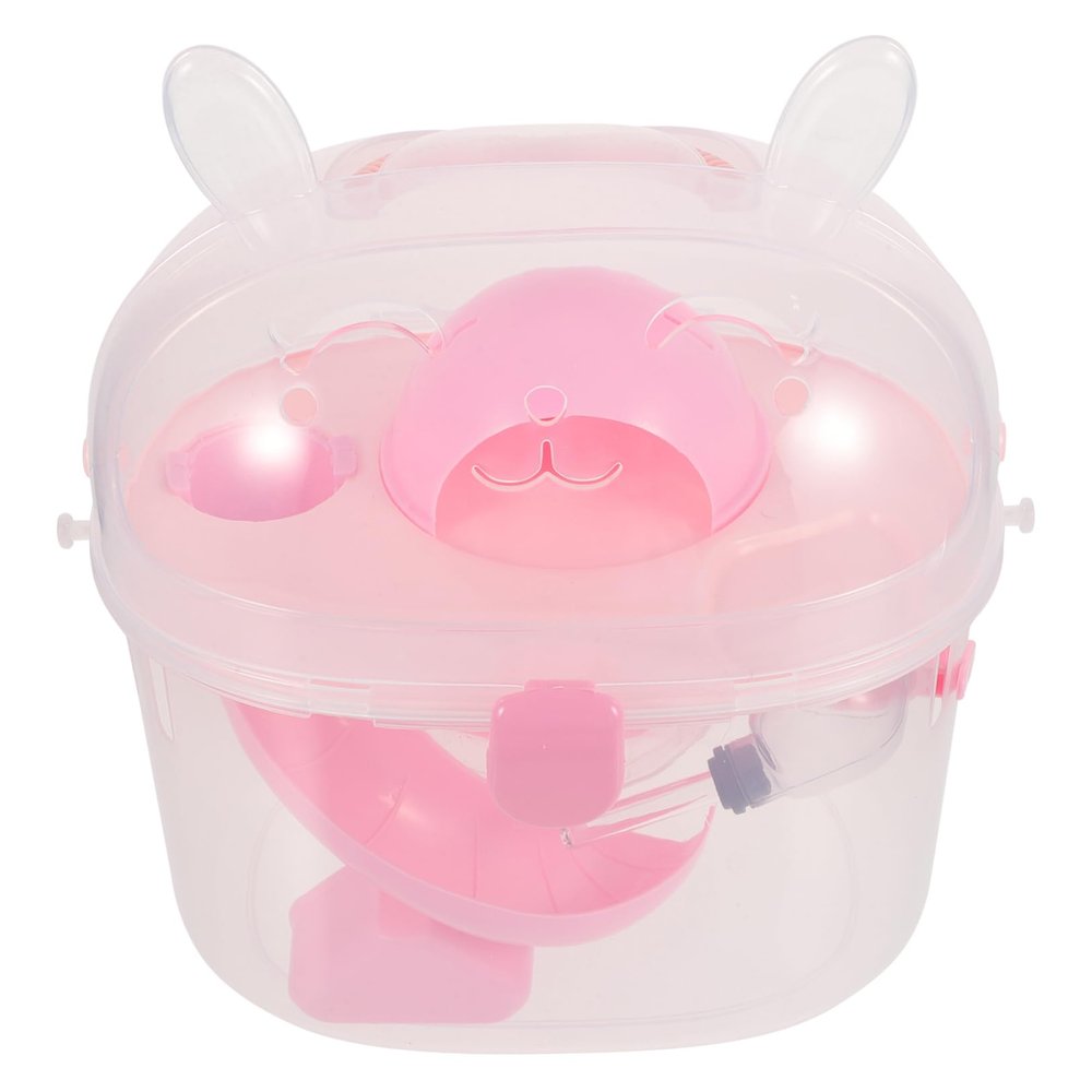ibasenice Pink Portable Plastic Hamster Carrier for Small Pets