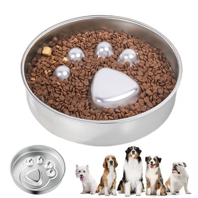 Double-Sided Non-Slip Stainless Steel Slow Feeder Dog Bowl