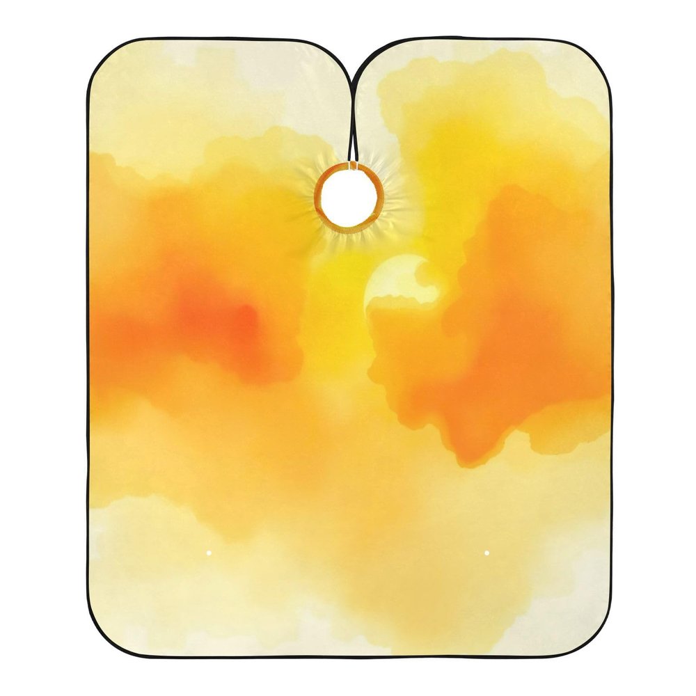 RPLIFE Watercolor Hairdressing Cape for Adults, Haircut Apron for Salon Clients, Orange/Yellow