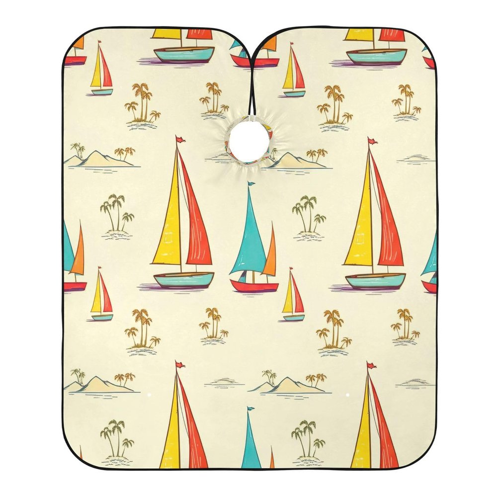 RPLIFE Haircut Cape with Cute Sailboat, Light Yellow