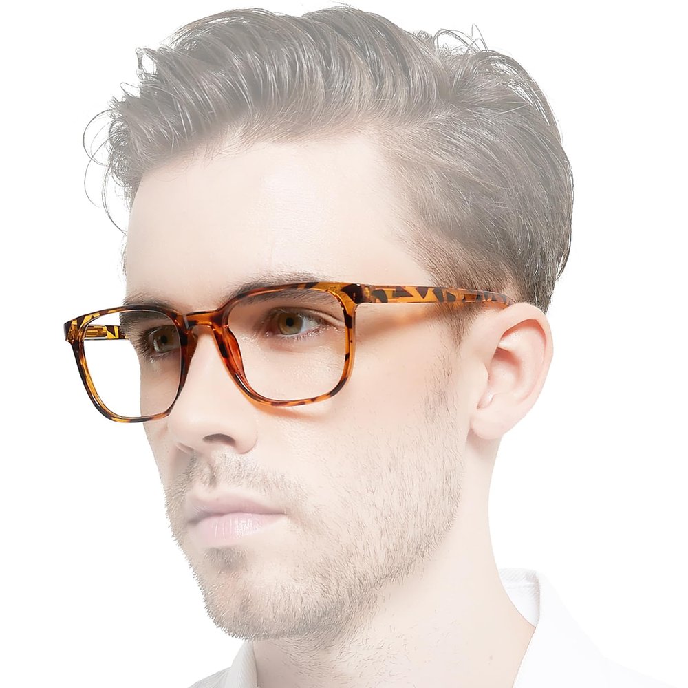 OCCI CHIARI Oversized Square/Rectangle Reading Glasses for Men, Brown, 300
