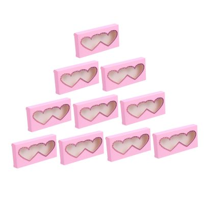 10 Pink Heart Paper Eyelash Boxes for False Eyelashes