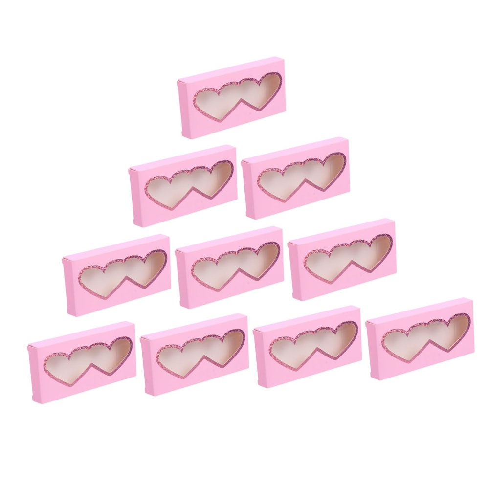 10 Pink Heart Paper Eyelash Boxes for False Eyelashes