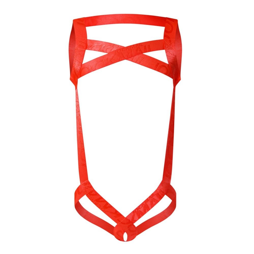 JOCKMAIL Men's Body Harness Underwear, Sexy One-Piece with Cut-Out Design, Low-Rise T-Back Brief (Orange, One Size)