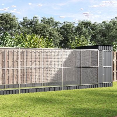 Emmtore Silver Steel Aviary with Extension, 1037 x 203 x 216 cm