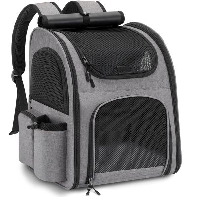 Dog Backpack up to 10kg, Pet Rucksack with Mesh Window - Gray