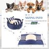LELEFIDO Dog Bed, 2-in-1 Washable Pet Bed with Removable Cover, Non-Slip, Blue Stripes, 60 x 60 x 24 cm view 2