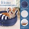 LELEFIDO Dog Bed, 2-in-1 Washable Pet Bed with Removable Cover, Non-Slip, Blue Stripes, 60 x 60 x 24 cm view 3