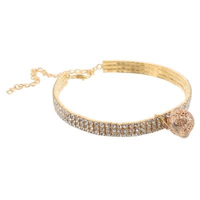 Rhinestone Pet Collar with Bell, Adjustable for Cats and Dogs