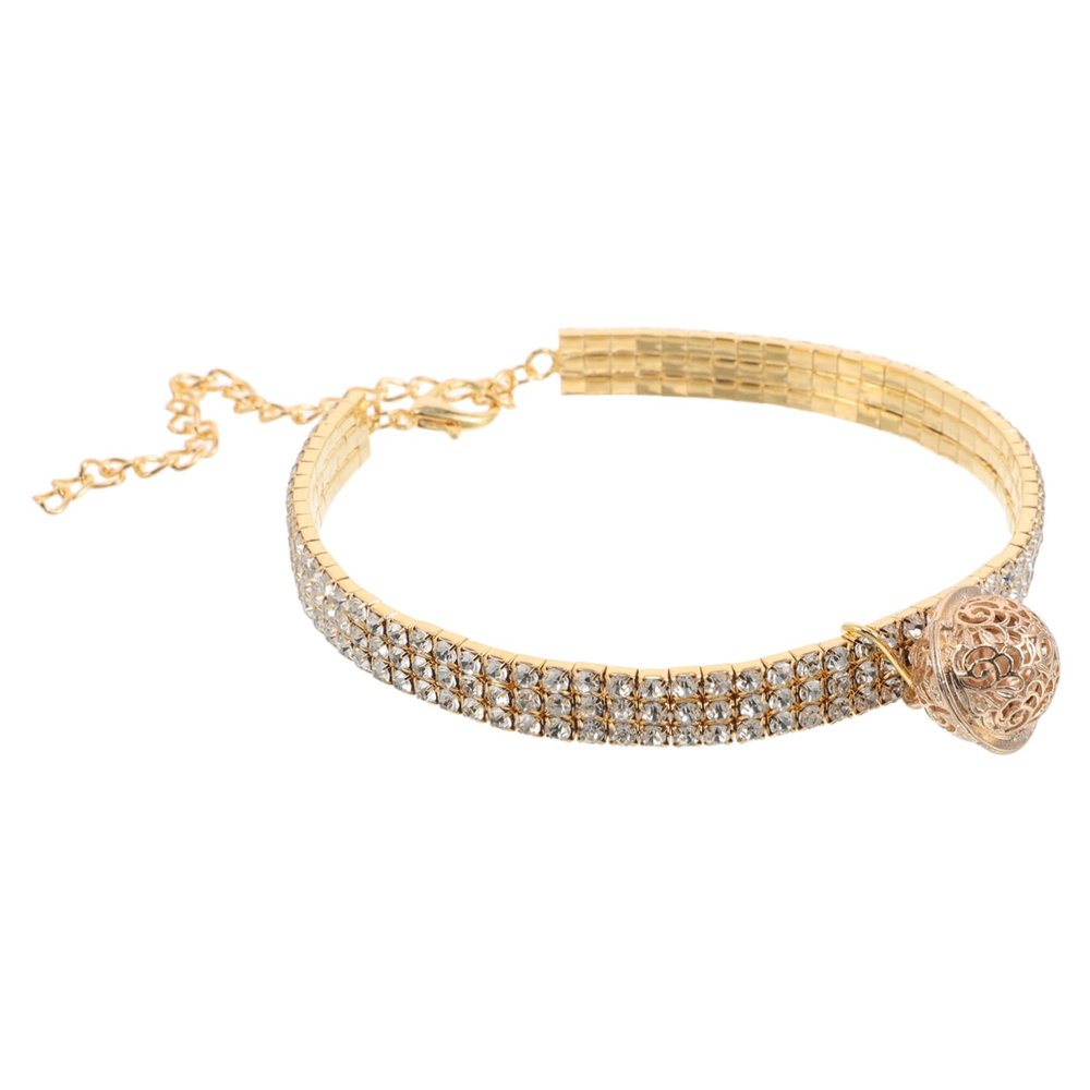 Rhinestone Pet Collar with Bell, Adjustable for Cats and Dogs