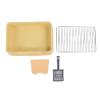 Cat Litter Box with Stainless Steel Grate, Splash-Resistant, Easy to Clean, Yellow view 1