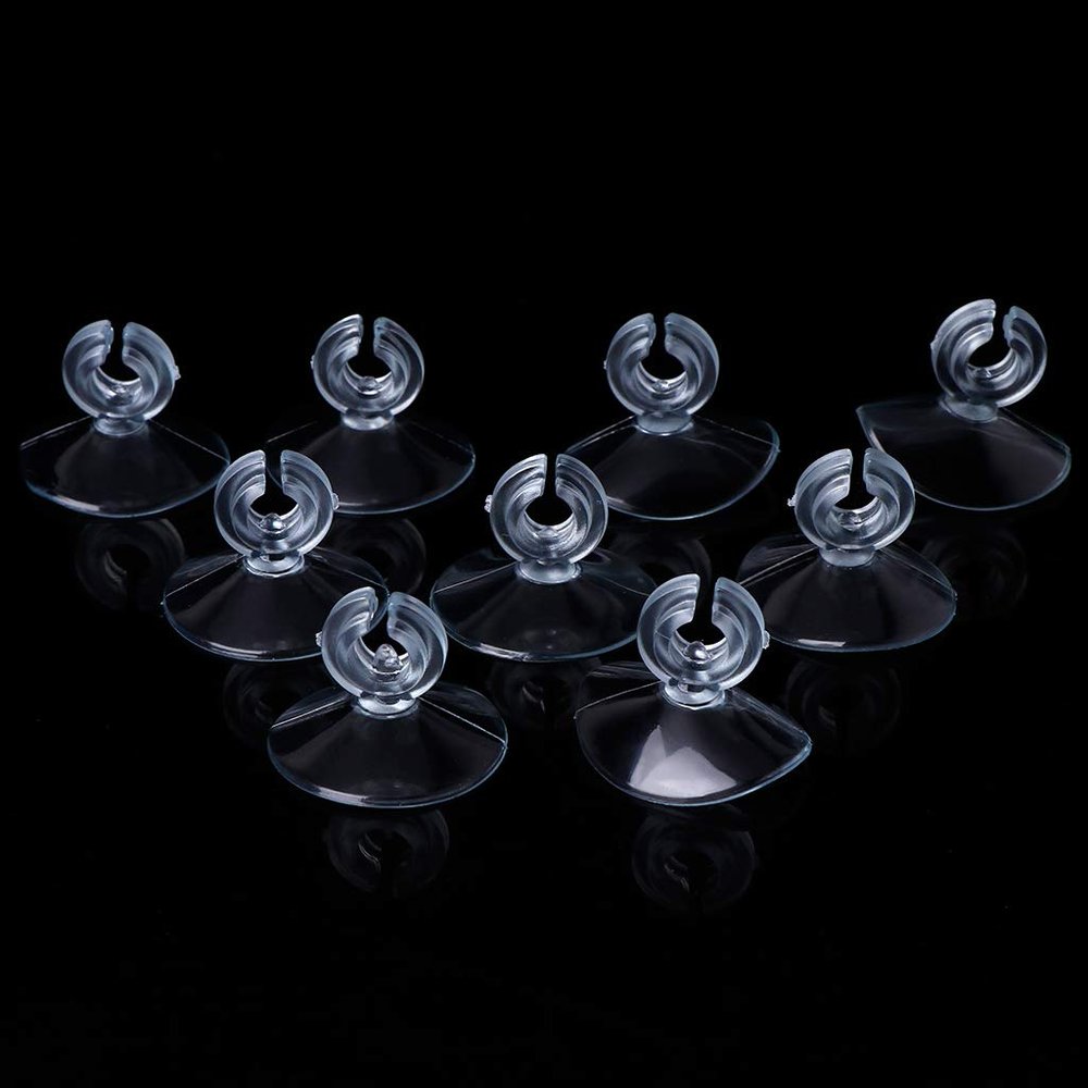 10 Transparent Aquarium Suction Cups with Clips, 3.1 cm Diameter, Hose Holders for Aquariums and Filter Hoses