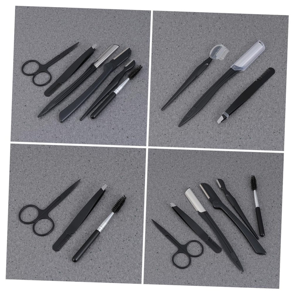 VALICLUD 6-Piece Eyebrow Razor Set with Comb, Brush and Scissors, Portable Stainless Steel