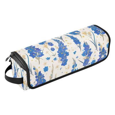 Small Blue Gladiolus Hair Tool Travel Bag with Heat-Resistant Mat
