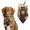Cute Monkey Dog Bandanas for Feeding and Grooming, Washable Triangle Scarves for Cats and Dogs view 1