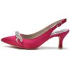 Women's Satin High Heels with Open Toe, Rhinestone Decoration, Ankle Strap Buckle, Chunky Heel, Pointed Toe, Wedding Shoes, Deep Purple, EU 39 view 2