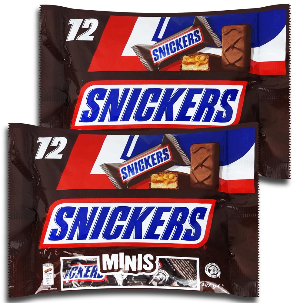 2-Pack Snickers Minis, 12 Count - 2 x 227 g Bags of Mini Chocolate Bars, Special Price, Best Before 05/26