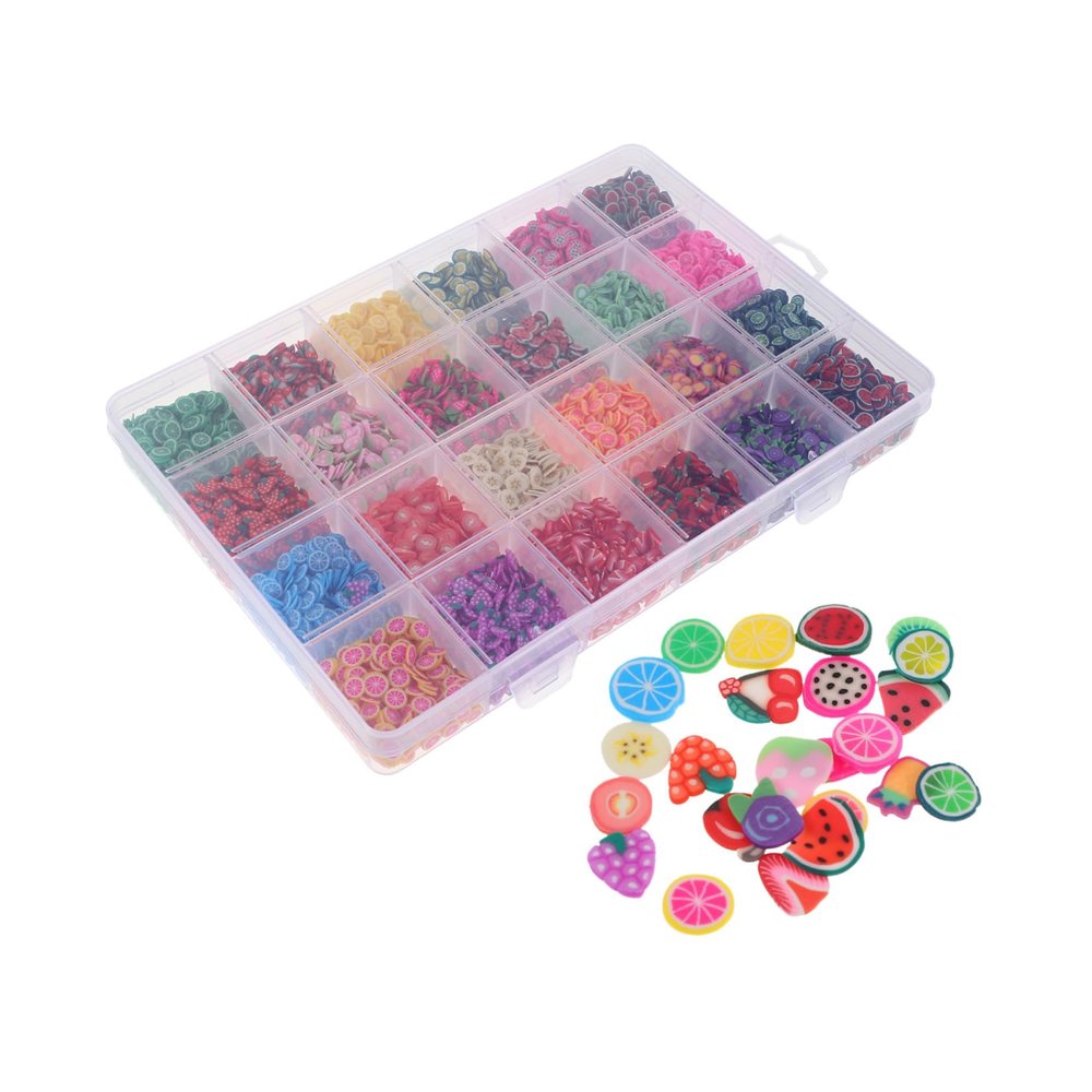 24 Polymer Clay Fruit Slices for Nail Art
