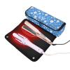 White Floral Blue Hair Tool Travel Bag for Women with Heat-Resistant Mat view 2