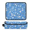 White Floral Blue Hair Tool Travel Bag for Women with Heat-Resistant Mat view 3