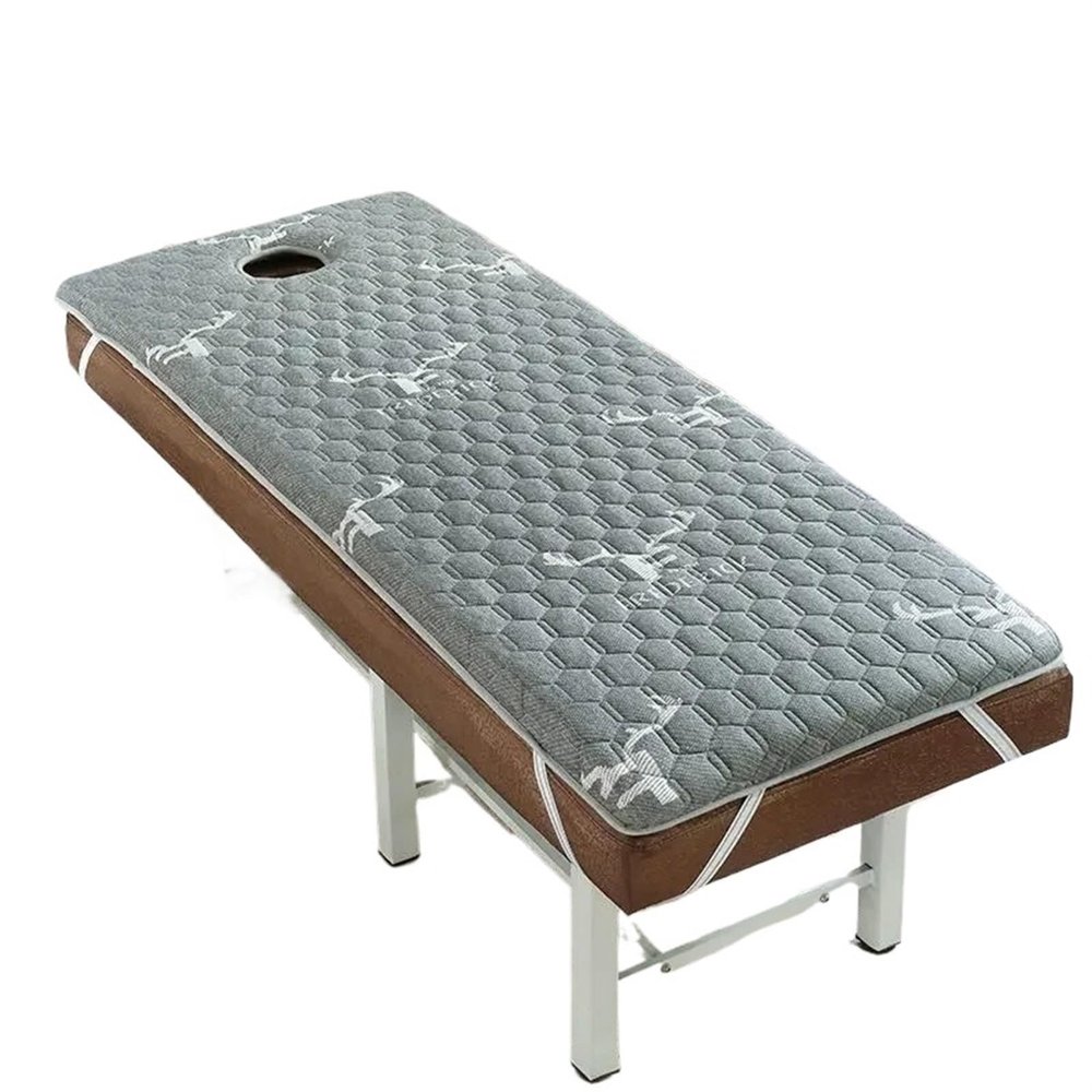 3 cm Non-Slip Latex Massage Table Mattress Pad with Face Hole, Gray 01, 185 x 70 cm